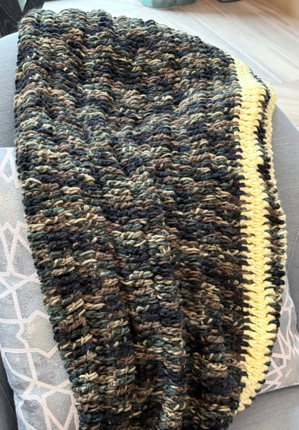 Camo Baby Crib Blanket — Army Green Handmade Crocheted Nursery Blanket