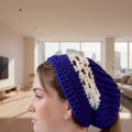 Purple and White Ponytail Beanie