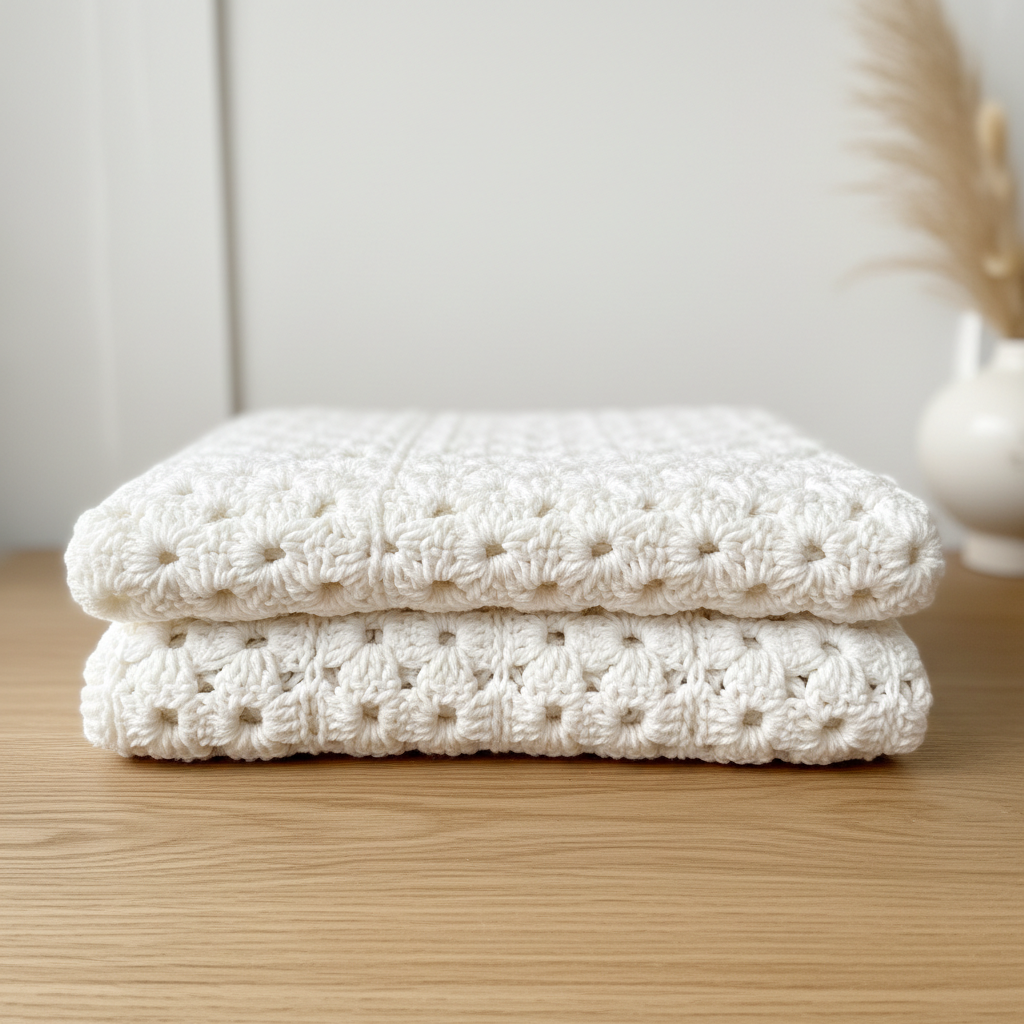 White Clouds Baby Blanket - Flat lay